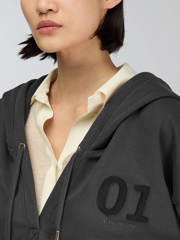 Semicouture  落肩連帽T恤(深灰)