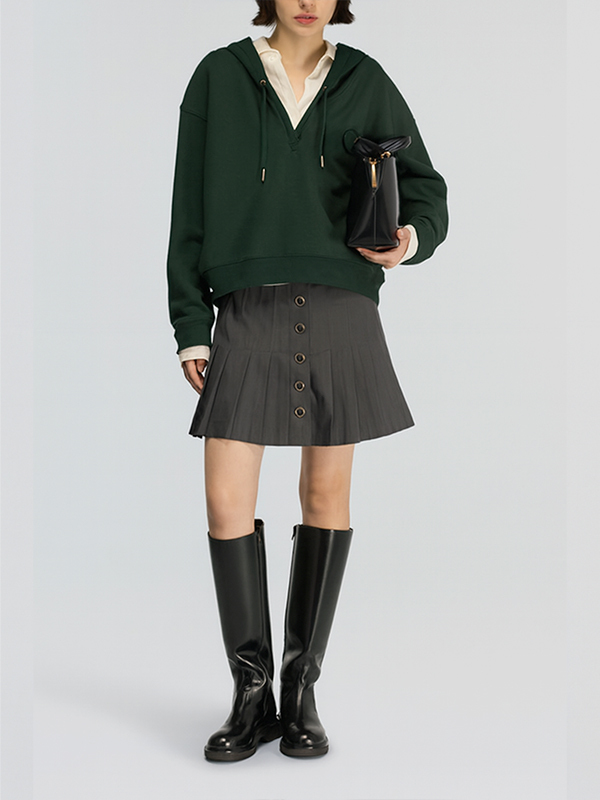 Semicouture  落肩連帽T恤(綠)