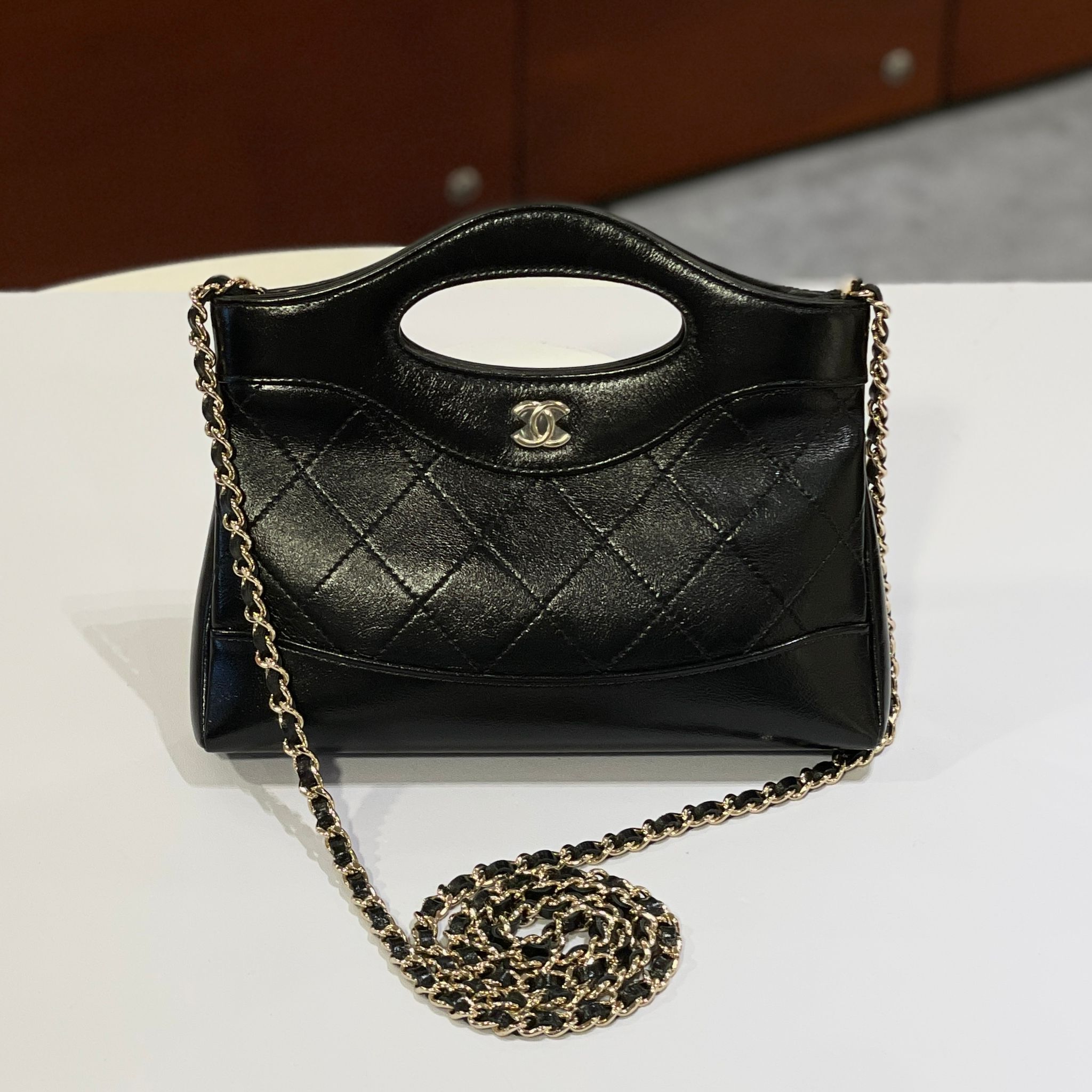 全新CHANEL MINI 31 NANO 黑色淡金小牛皮 #兩年免費保養 #BRAND NEW #香榭站正品