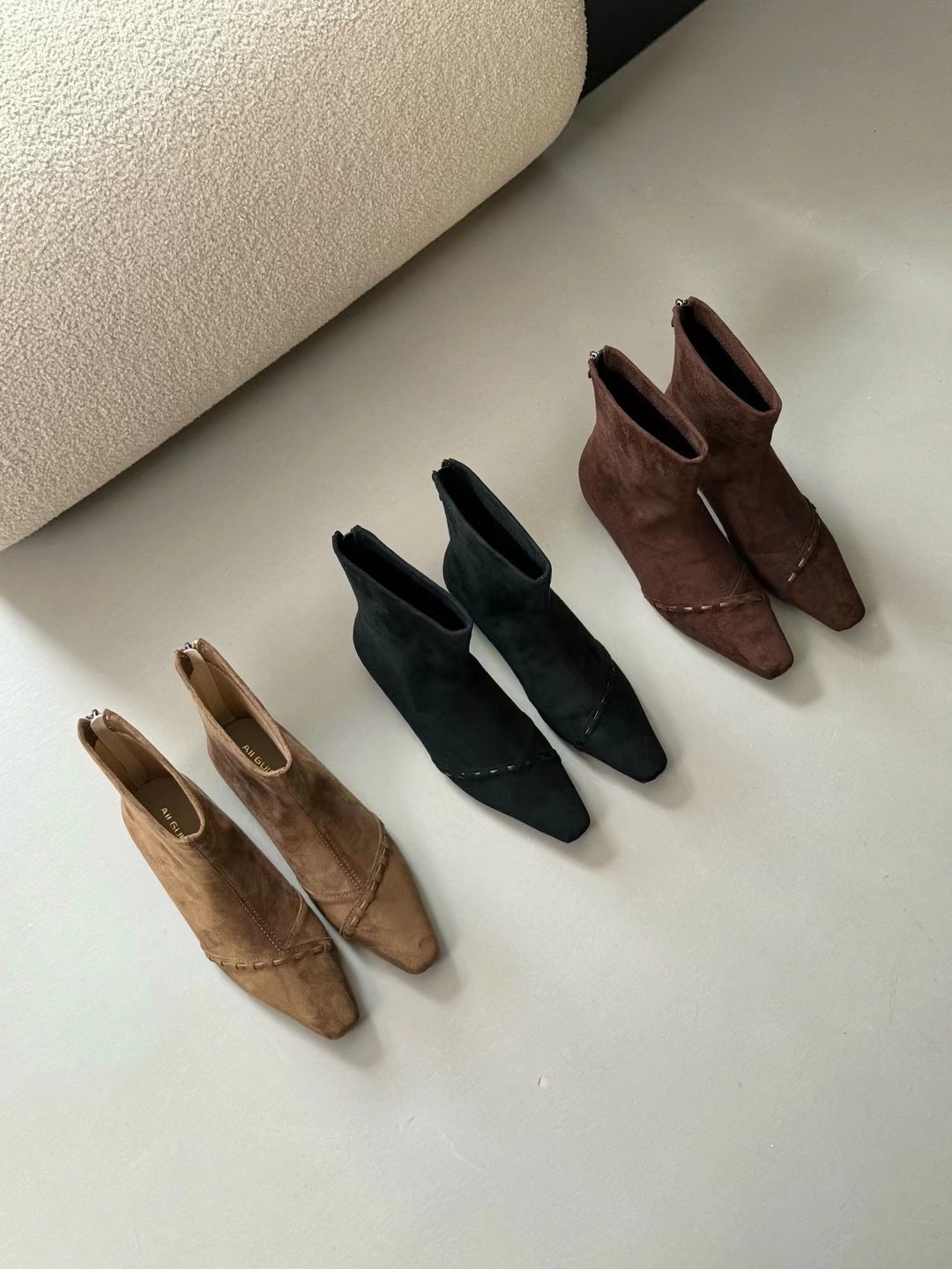 韓女風斜車線內增高短靴(35-40)