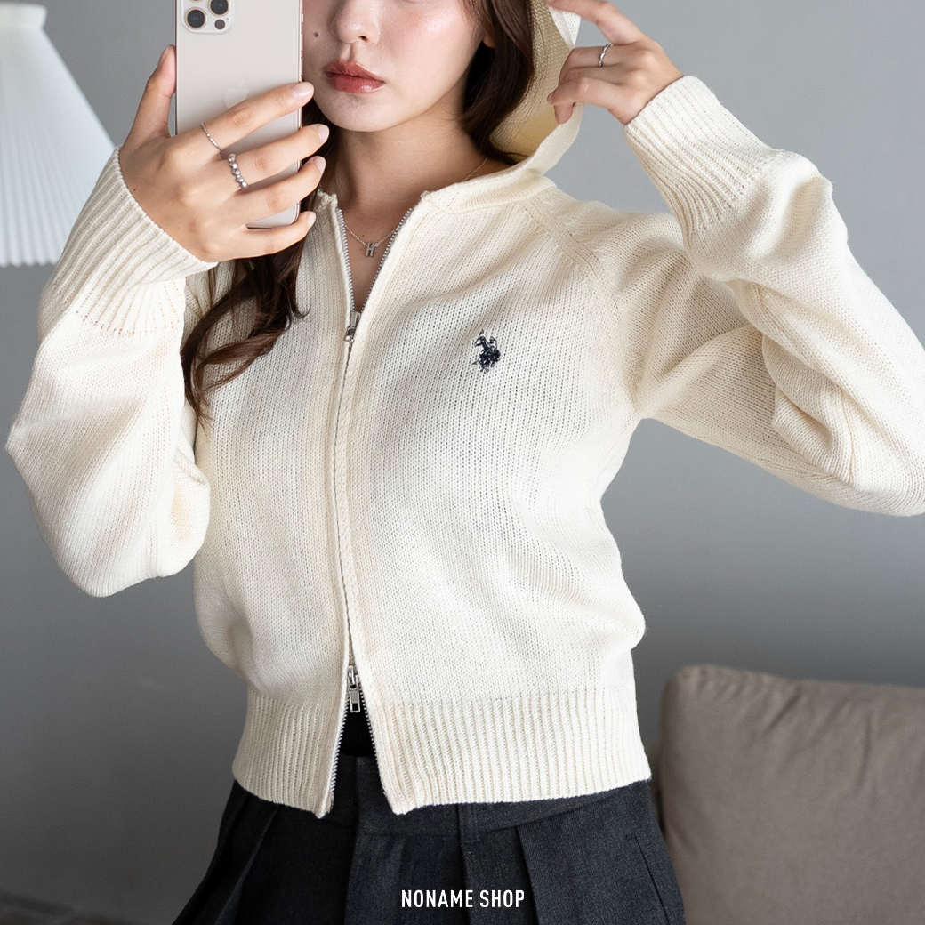 U.S. POLO ASSN. WZIP 針織 連帽 拉鍊 外套 四色 (女款)