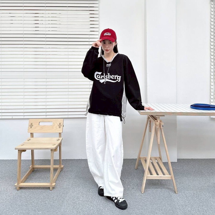 復古水洗 工裝彎刀褲