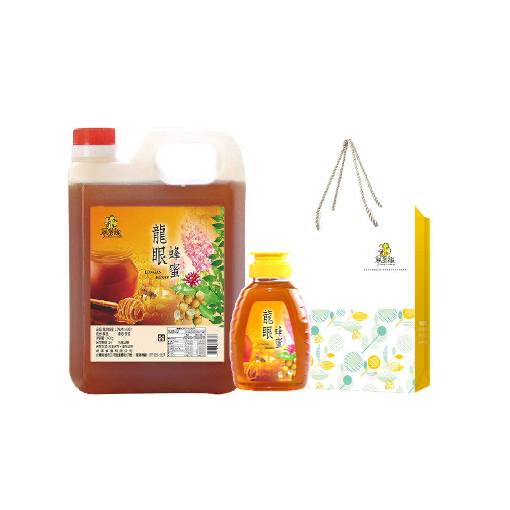 《送禮組合》嚴選龍眼蜂蜜1200g+贈380g+送禮提袋