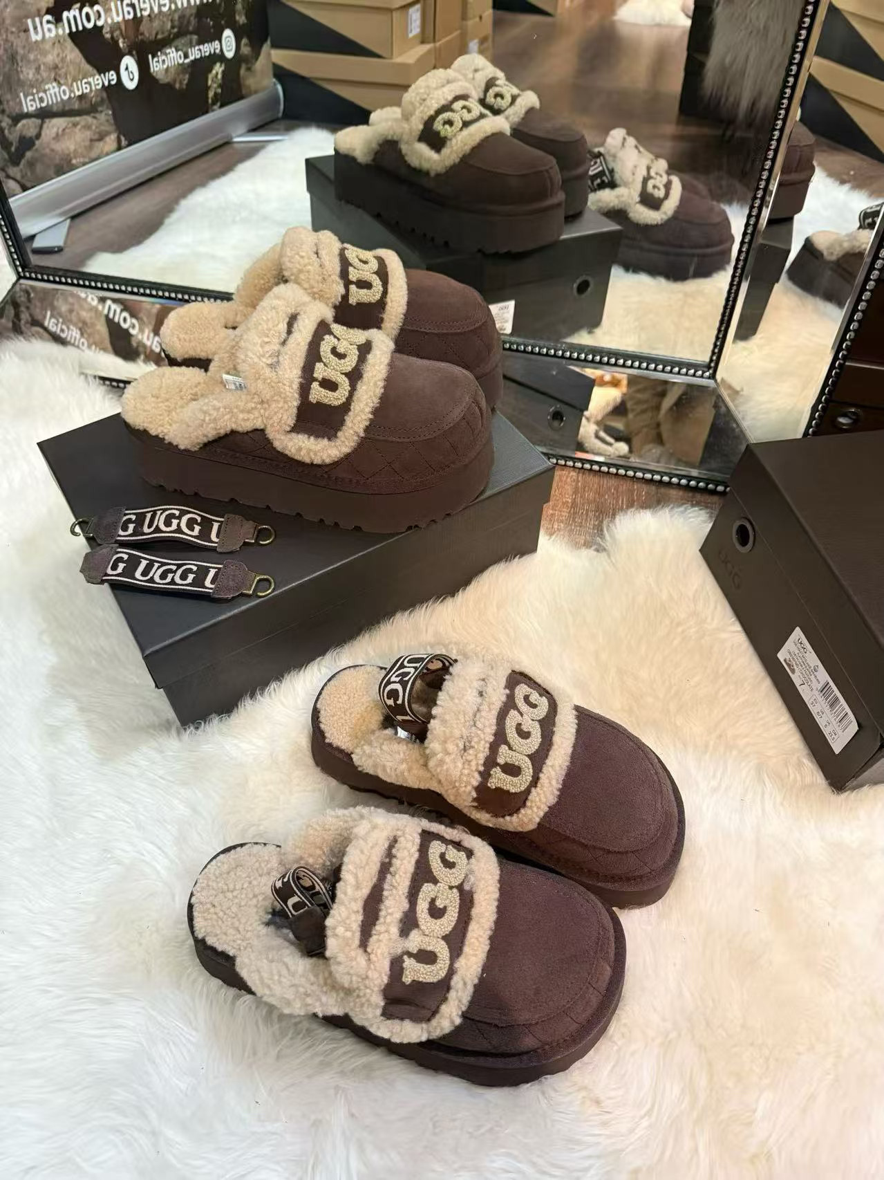 【2025新色】UGG Ozwear  Violet Shearling Platform 巧克力小胖丁厚底三合一
