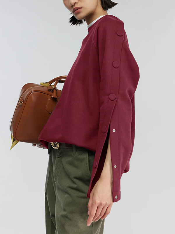 Semicouture  袖排釦T恤(酒紅)