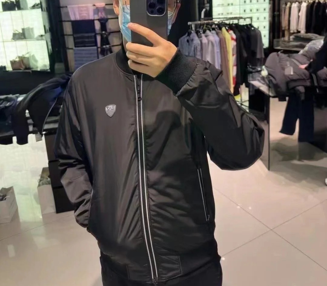 ARMANI 黑色 男款 logo 夾綿外套