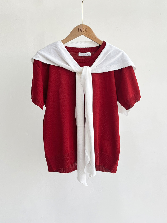 法朵Fado shop｜ 熱銷款 拼接披肩+針織衫 (兩件套) 011B016