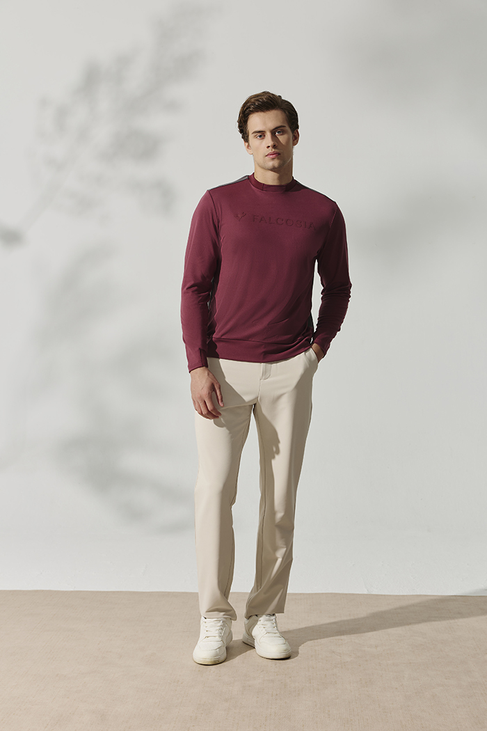 機能速乾小領長衫-波特酒紅