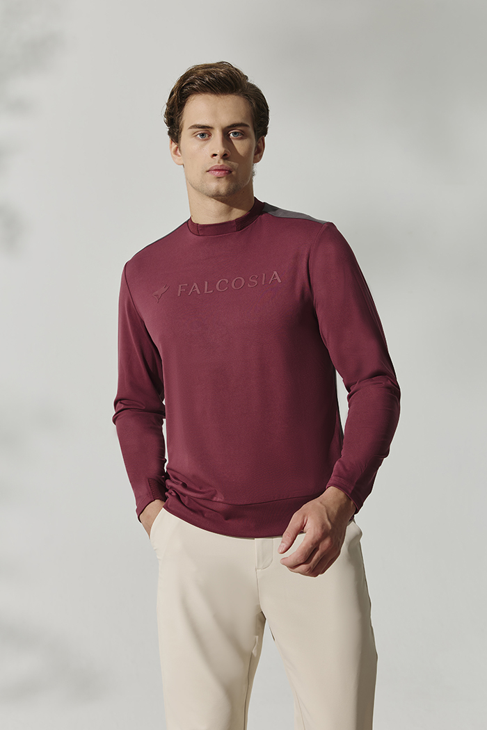 機能速乾小領長衫-波特酒紅