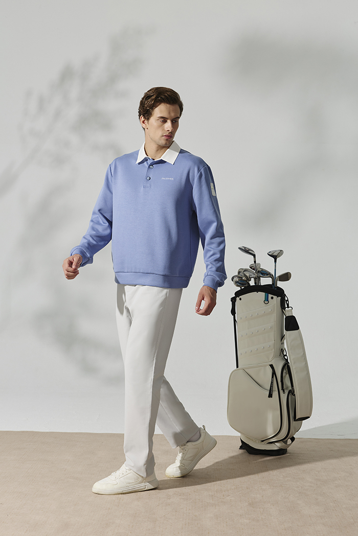 男士襯衫衛衣-午夜藍白