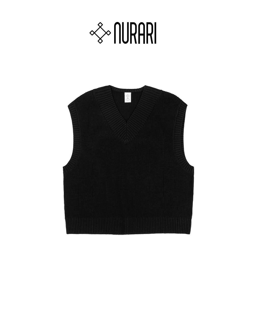Nurari 針織背心 寬短 黑 25 A/W Civ. V-neck OVS knit vest