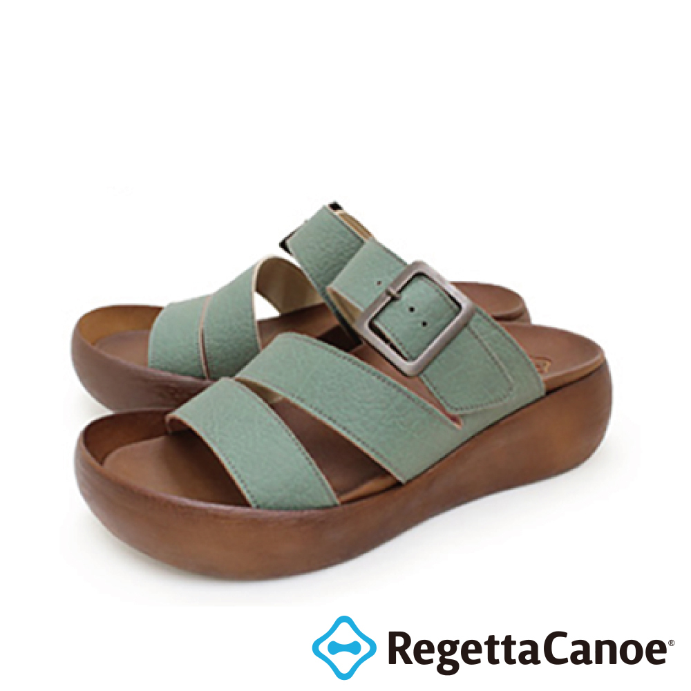 大阪樂步健康鞋 RegettaCanoe木紋厚底涼鞋CJBH3008(LBL-淡藍色)