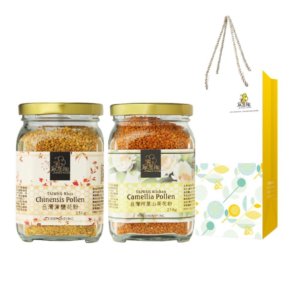 《送禮組合》台灣頂級花粉二入禮袋組 (阿里山茶花粉/埔鹽花粉)