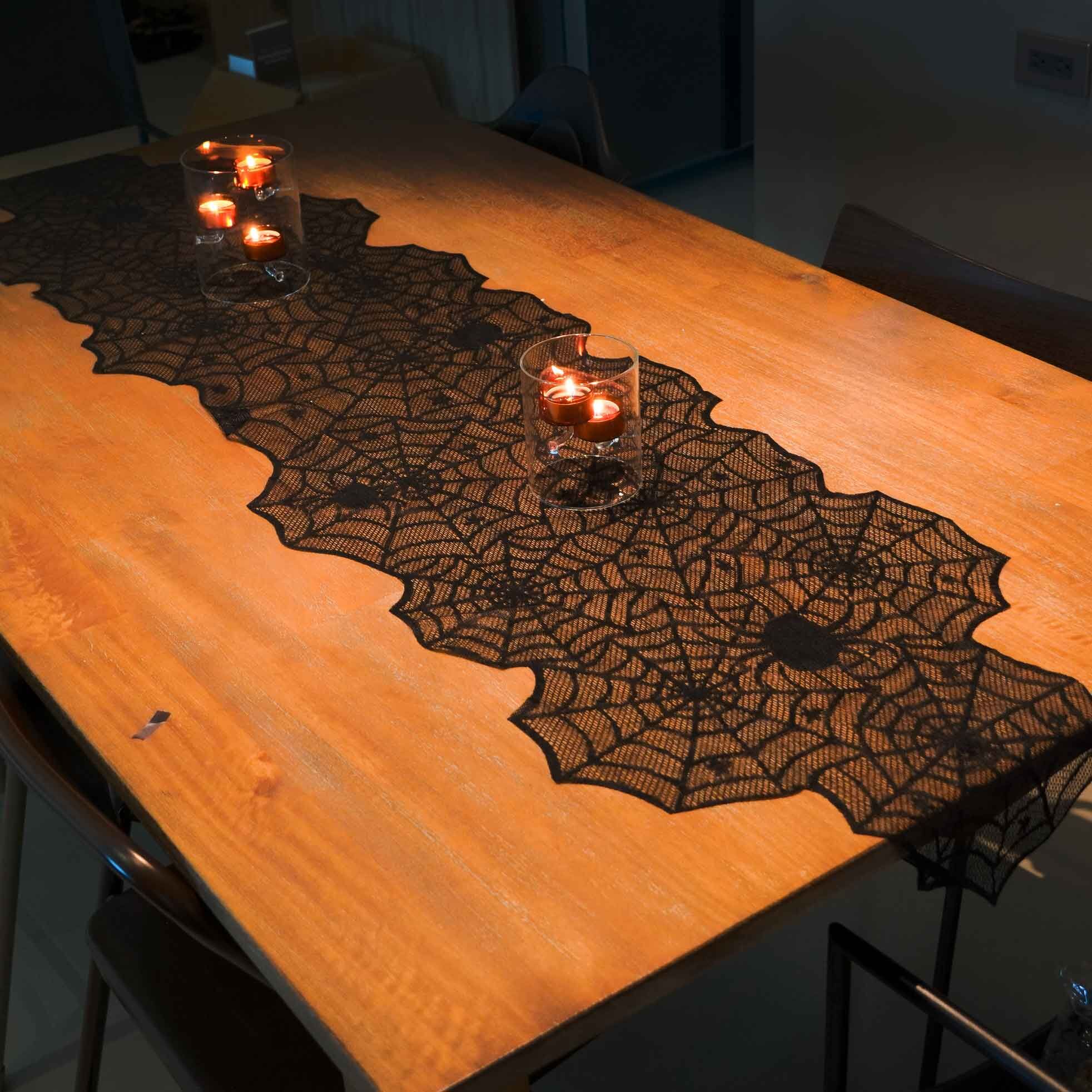 萬聖節蕾絲蜘蛛網桌巾