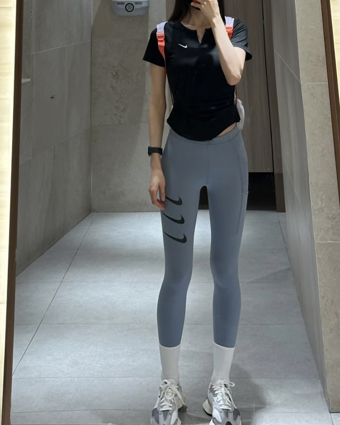 #現貨 NIKE 女款跑步內搭褲 藍灰 DA1271-493