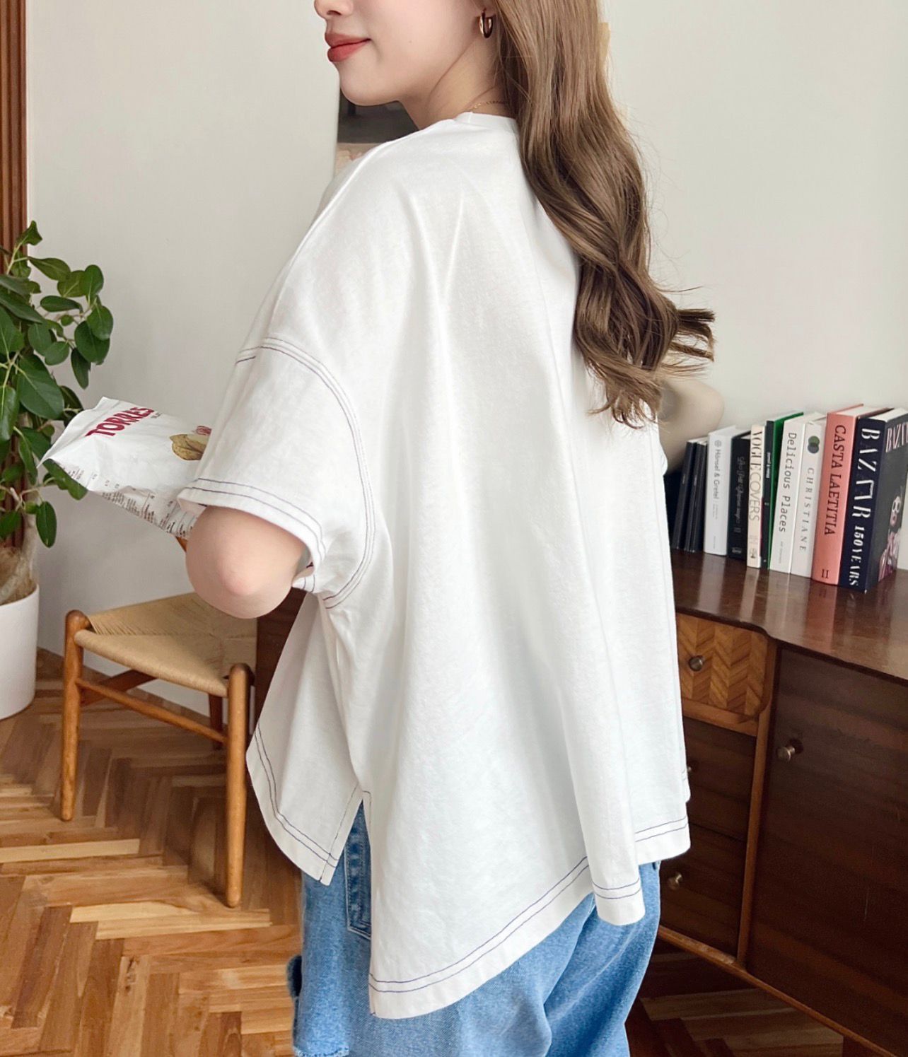 【預購】JN100913 moment+ 純棉針織短袖寬鬆上衣