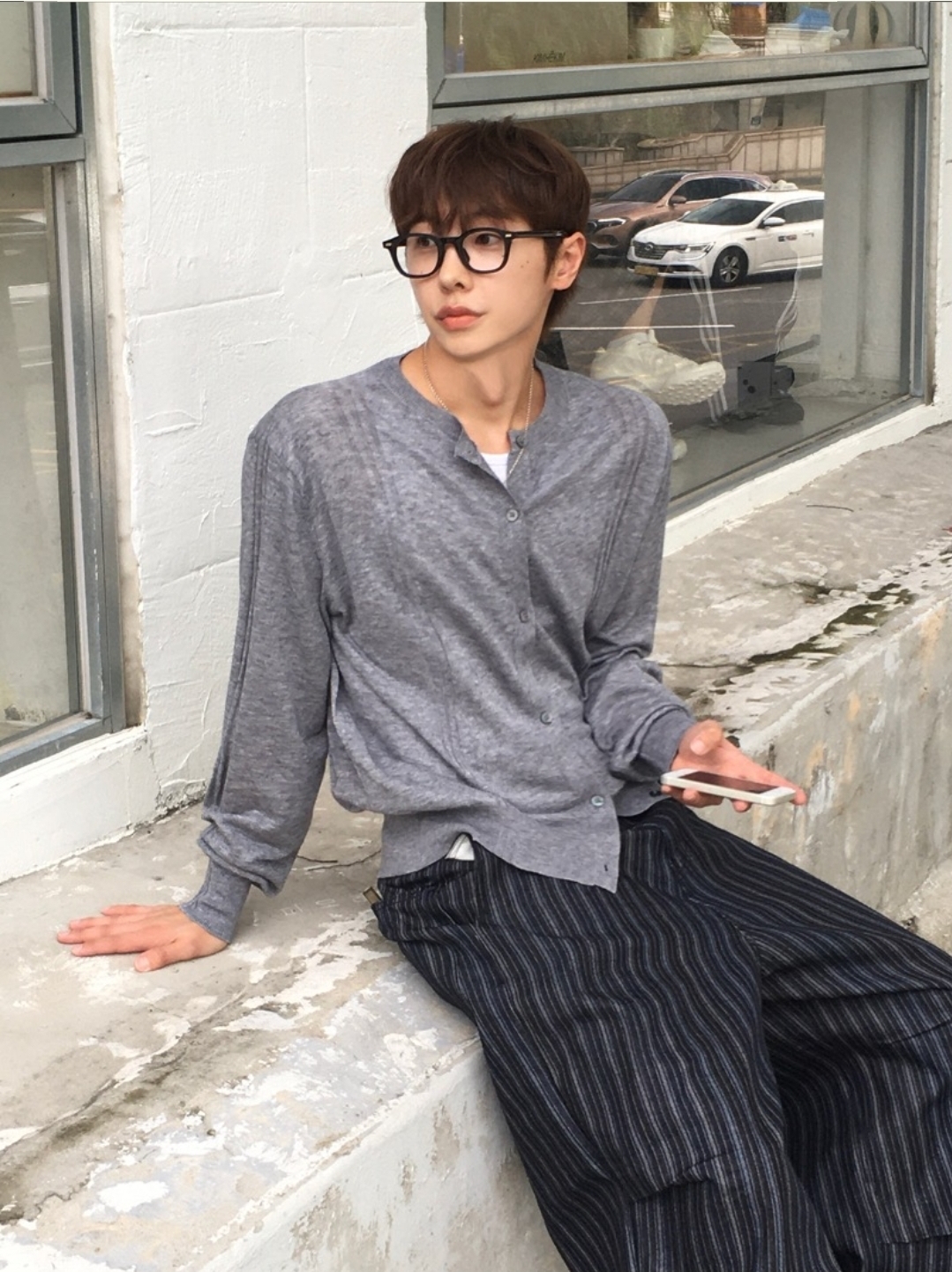 羊毛混紡細褶造型開襟衫