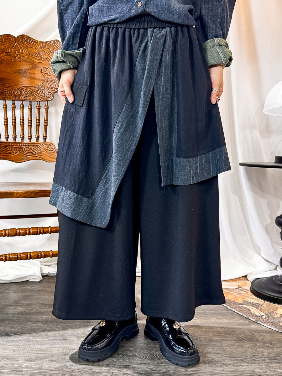 ⬇️開倉低至半價😱FINALSALE📣  DOUBLE LAYER 暗直紋滑滑料．雙面料裙褲【不設退換】