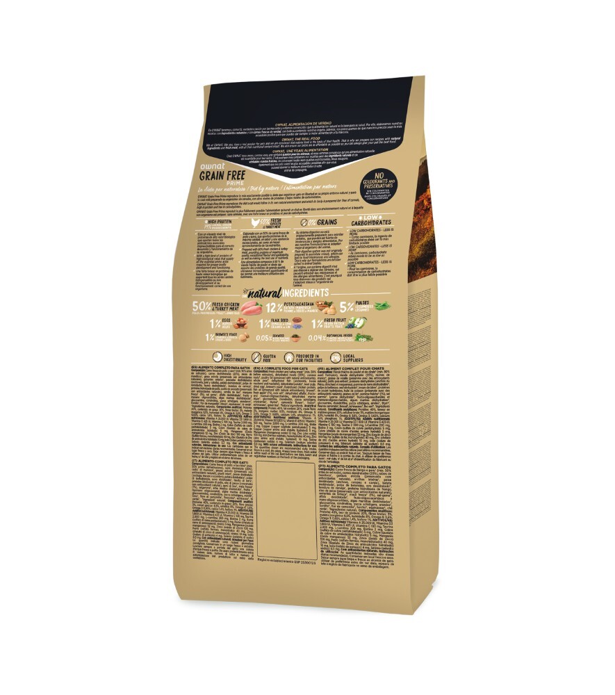 OWNAT 放牧雞肉與火雞 無穀全貓糧 (皮毛靚) 3kg