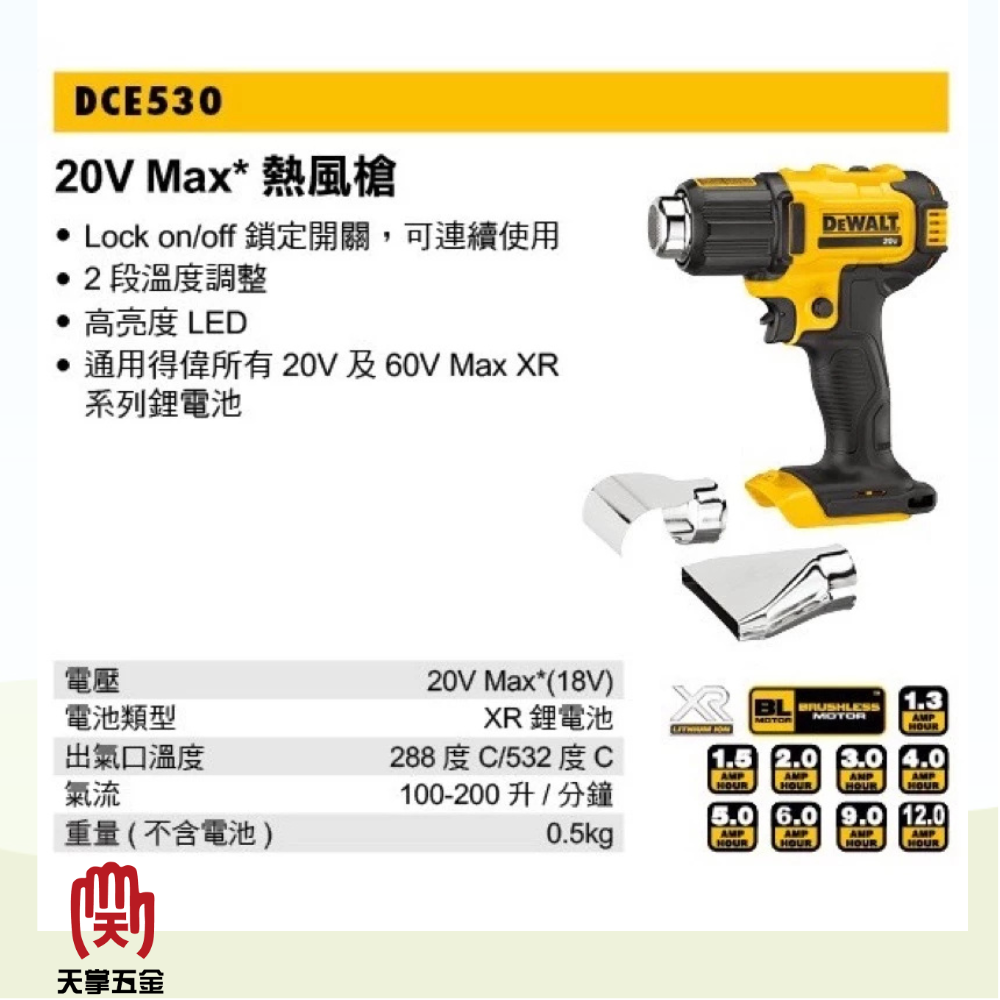 得偉 DEWALT 20V 熱風槍 吹風機 DCE530N 空機 DCE530