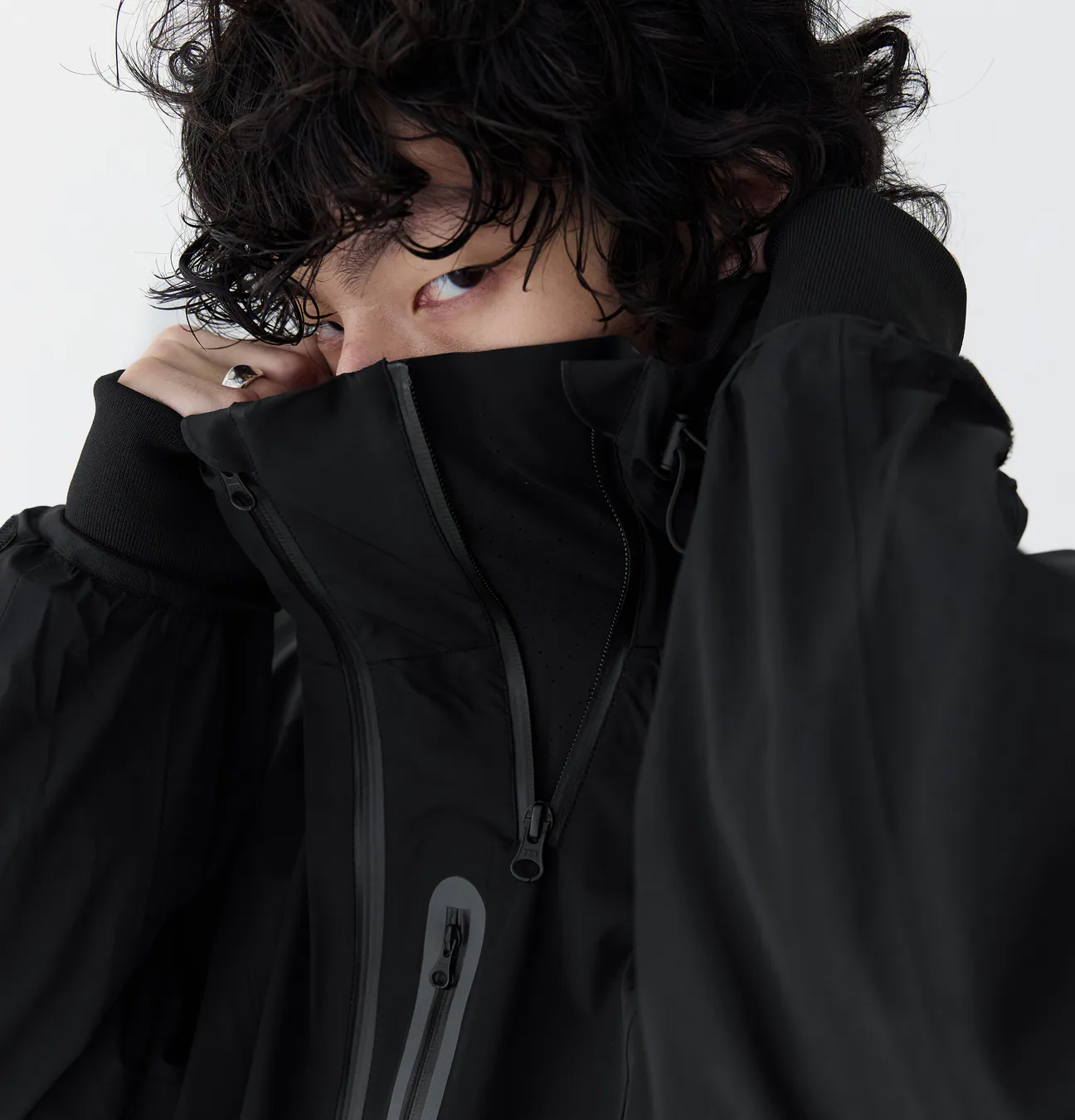 MELSIGN 防水機能寬鬆連帽外套 黑 25 A/W M-Design Structured Jacket