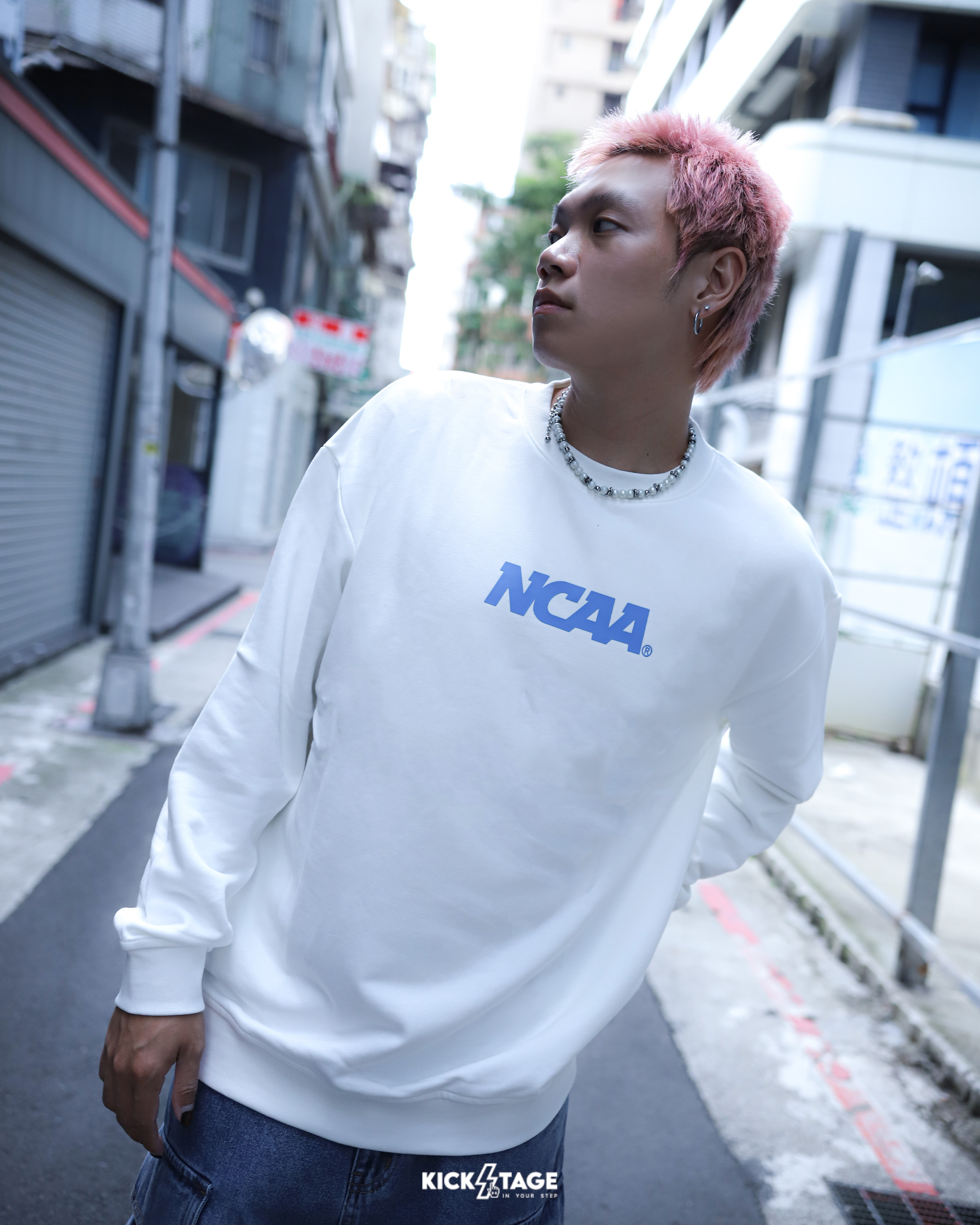 NCAA TEE 白色 咖啡 深藍 圓領 休閒 基本 LOGO 印花 長袖 長T 大學T【73551001】