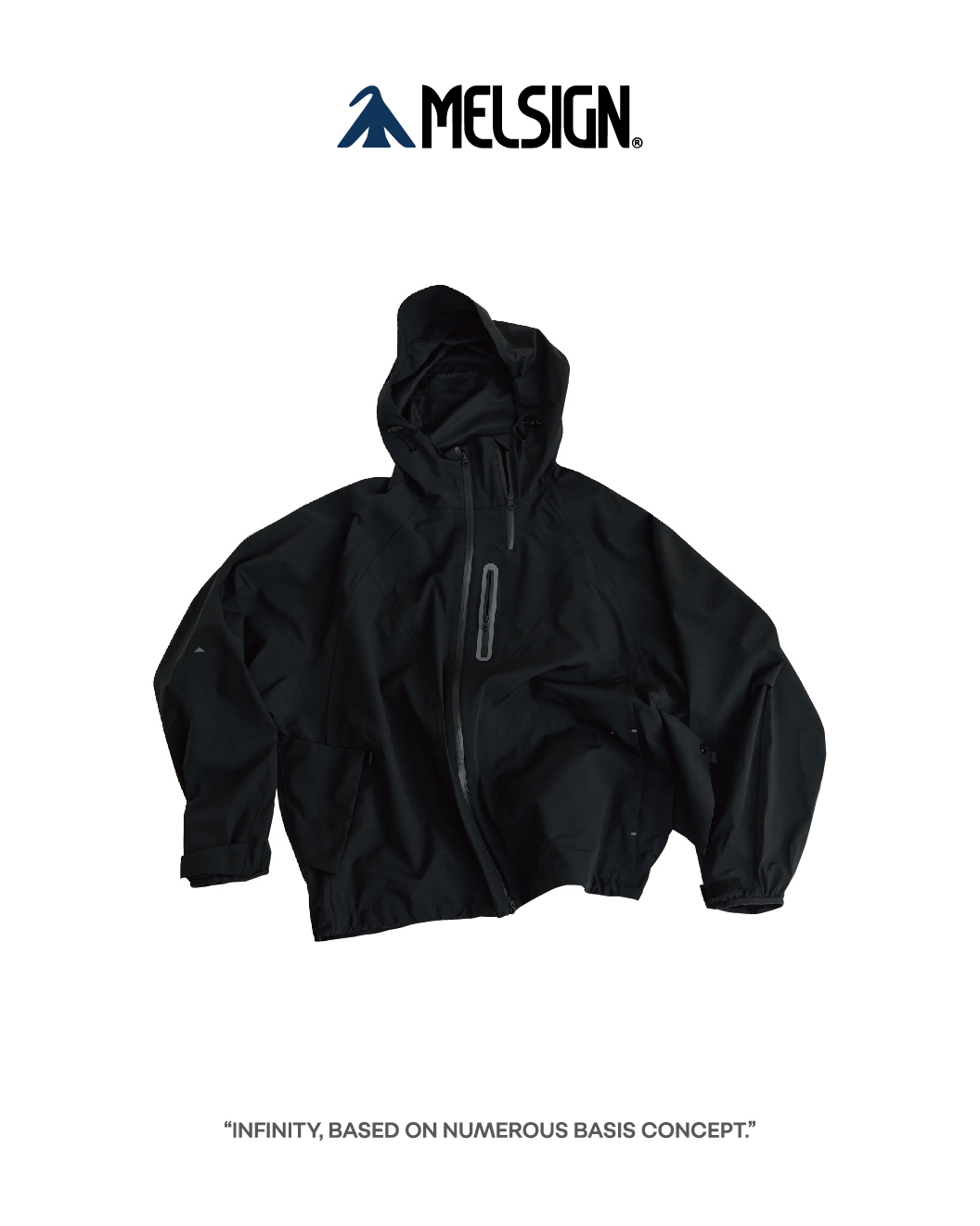 MELSIGN 防水機能寬鬆連帽外套 黑 25 A/W M-Design Structured Jacket