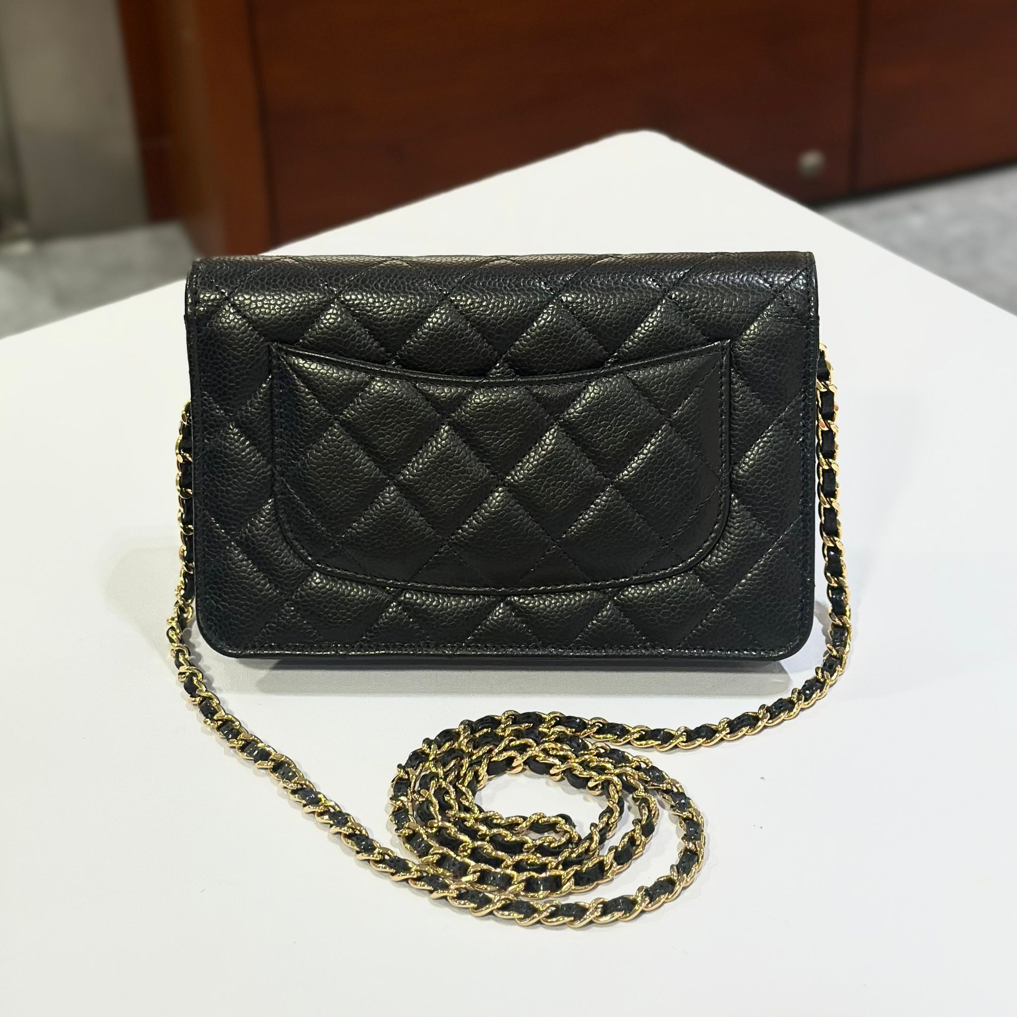 全新CHANEL WOC AP0250 黑色荔枝皮金鏈#兩年免費保養 #BRAND NEW #香榭站正品