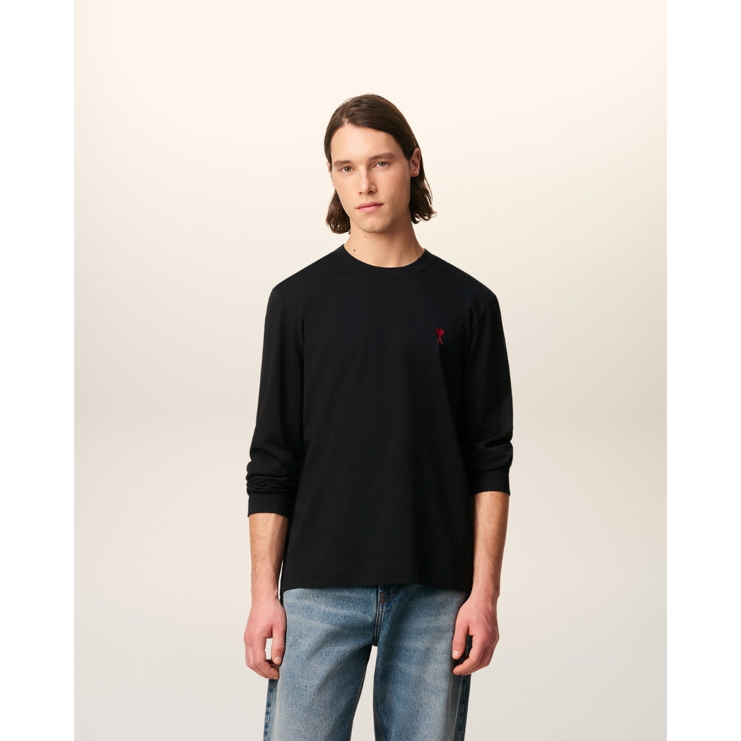 1LN1007-031 AMI Long sleeves Ami De Coeur T-Shirt in Organic Cotton Jersey #BFUTS235-724-001 (C-BR-E)