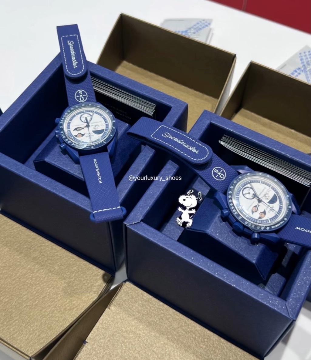 【Luxury】Snoopy × OMEGA × Swatch 限量聯名 收藏腕錶 魔鬼氈錶帶 史努比 歐米茄 星空月亮 10月滿月🌕 獵人錶 手錶