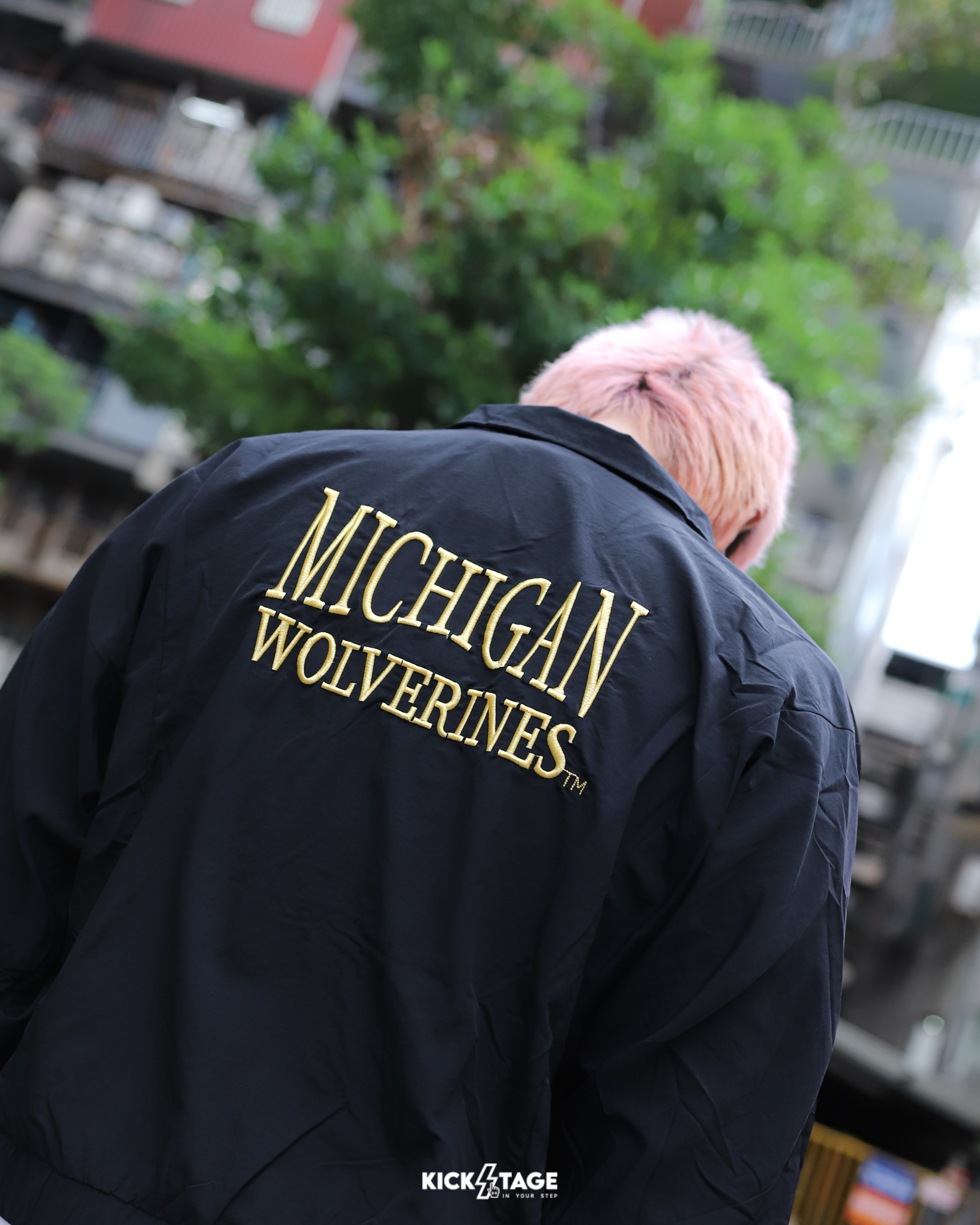 NCAA W JACKET 淺綠 深灰 哈佛 密西根 拼接 拉鍊 短版 口袋 防潑水 風衣 外套【7352116】