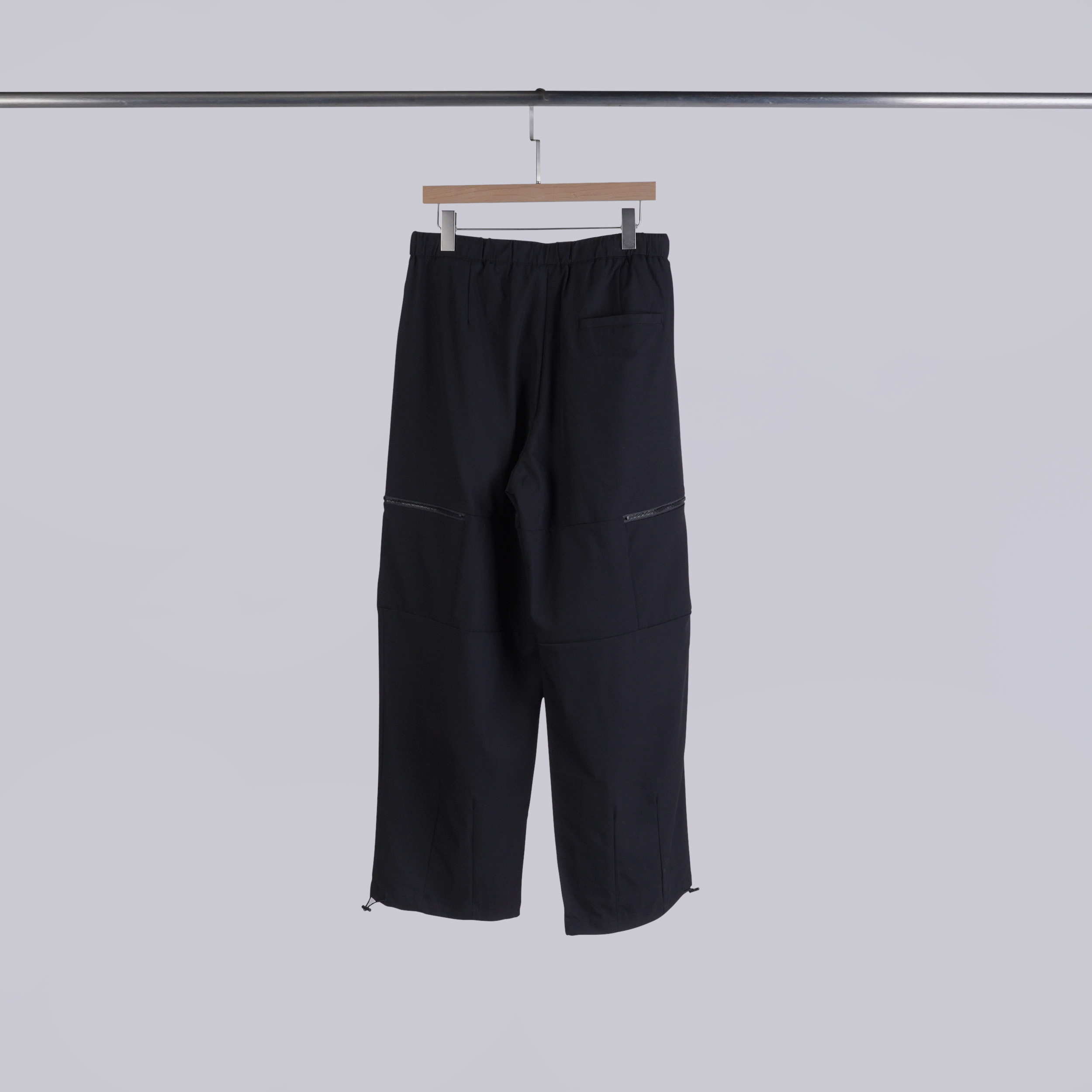 拼接拉鍊口袋抽繩褲 | M-XL | OREO黑