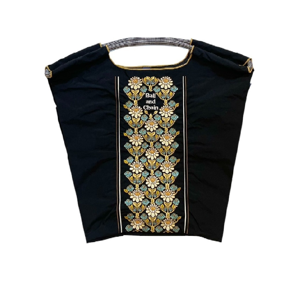 Ball＆Chain 刺繡環保購物袋 M號 - 黑 (30104601)