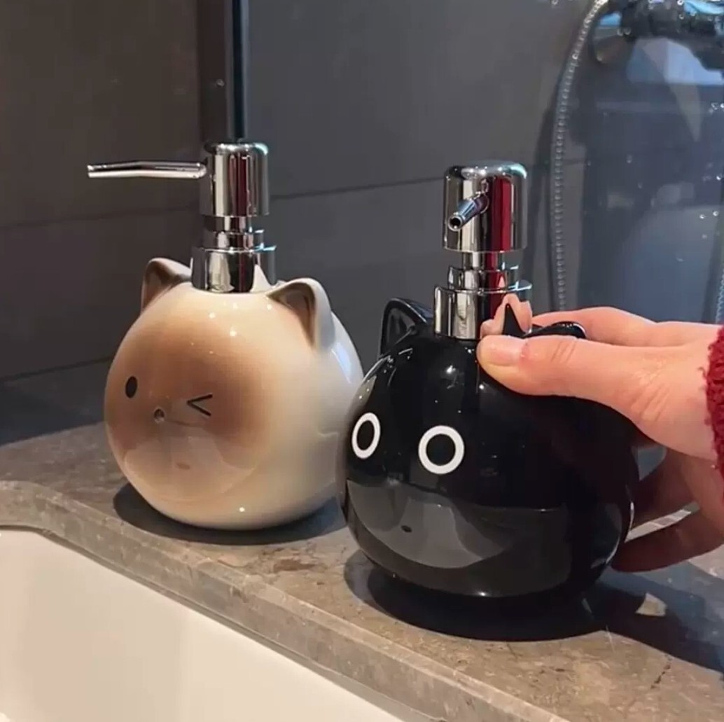 可愛小黑貓陶瓷乳液罐