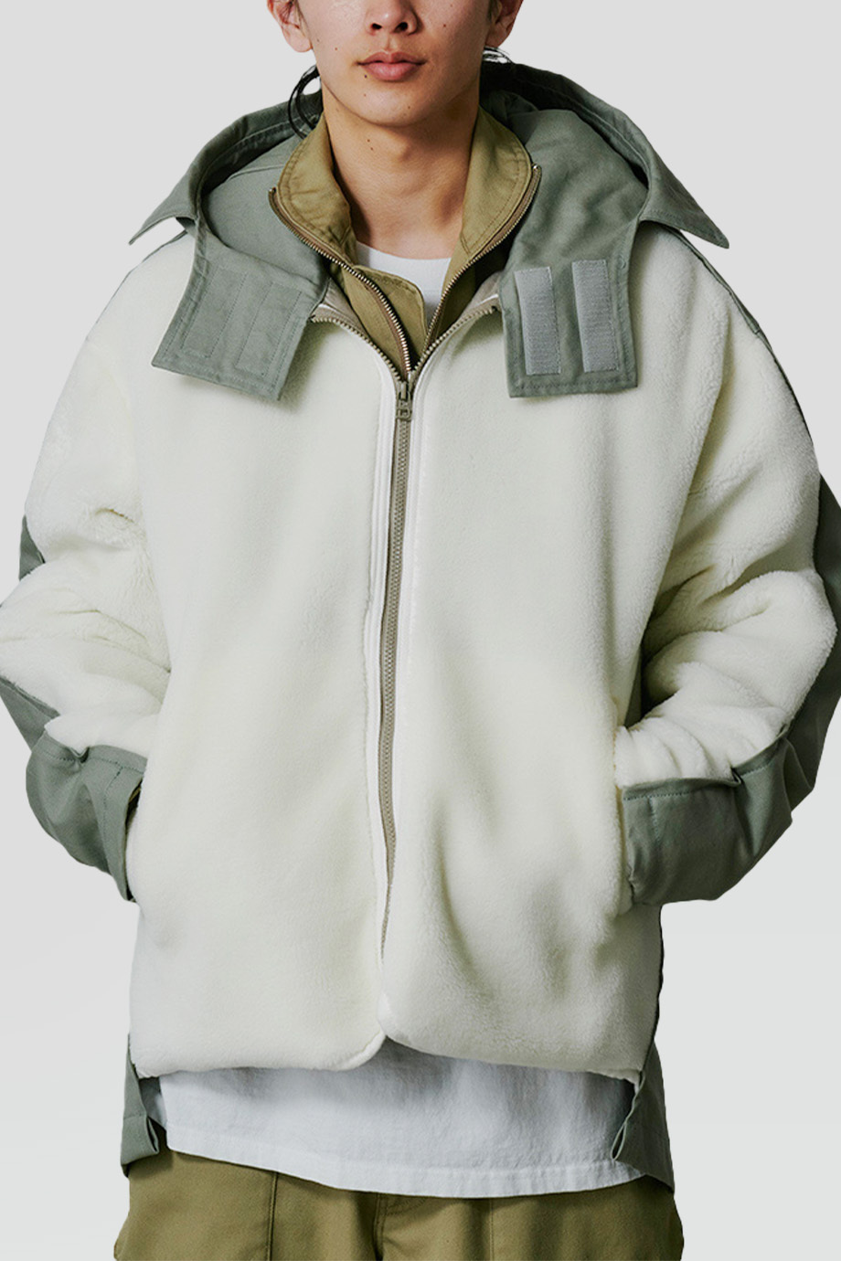 FACETASM｜SHERPA 羊羔絨拼接派克大衣