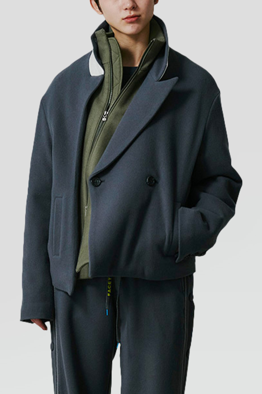 FACETASM｜FLOWING 撞色層疊拼接不對稱外套