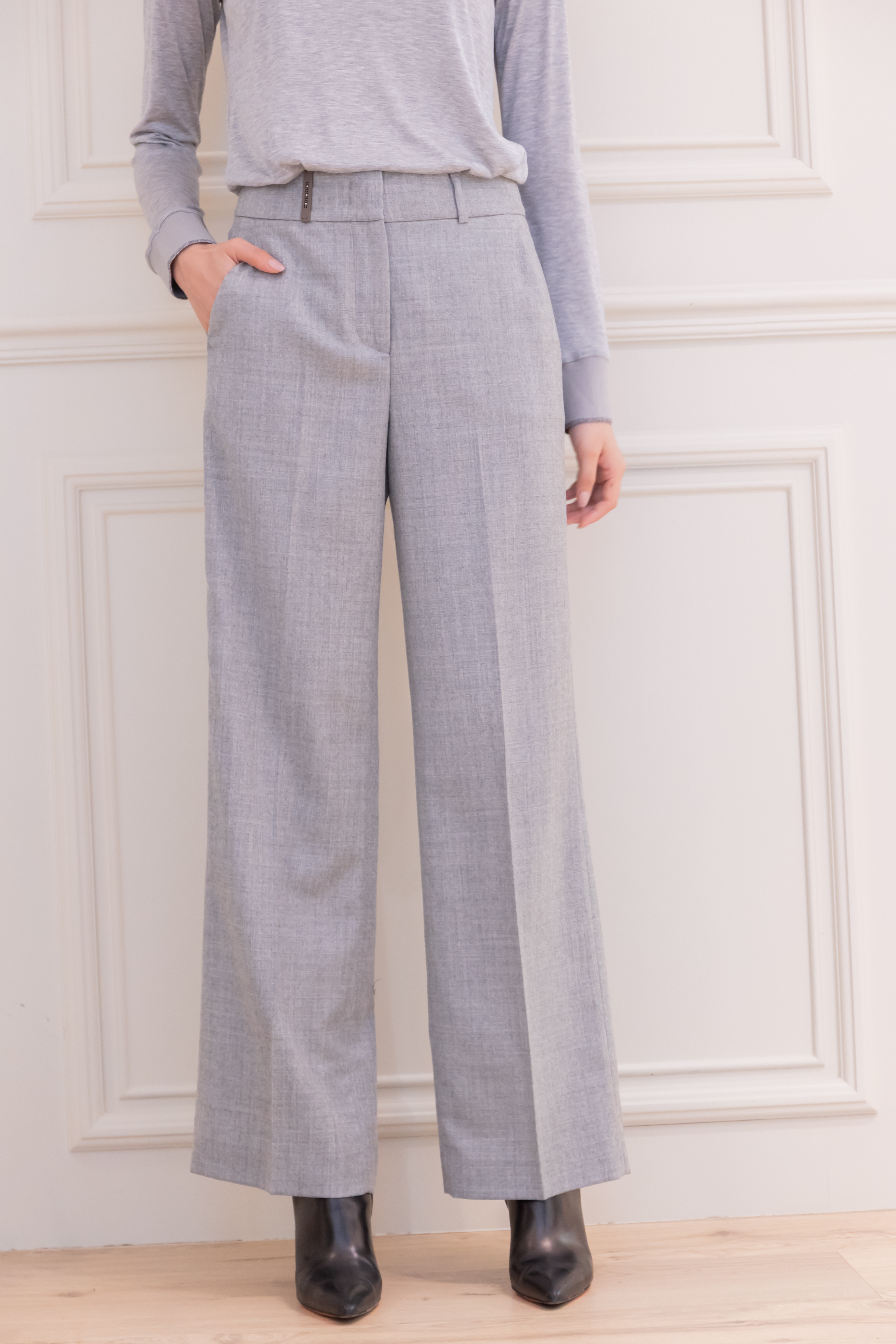 PESERICO 毛料寬褲(灰)