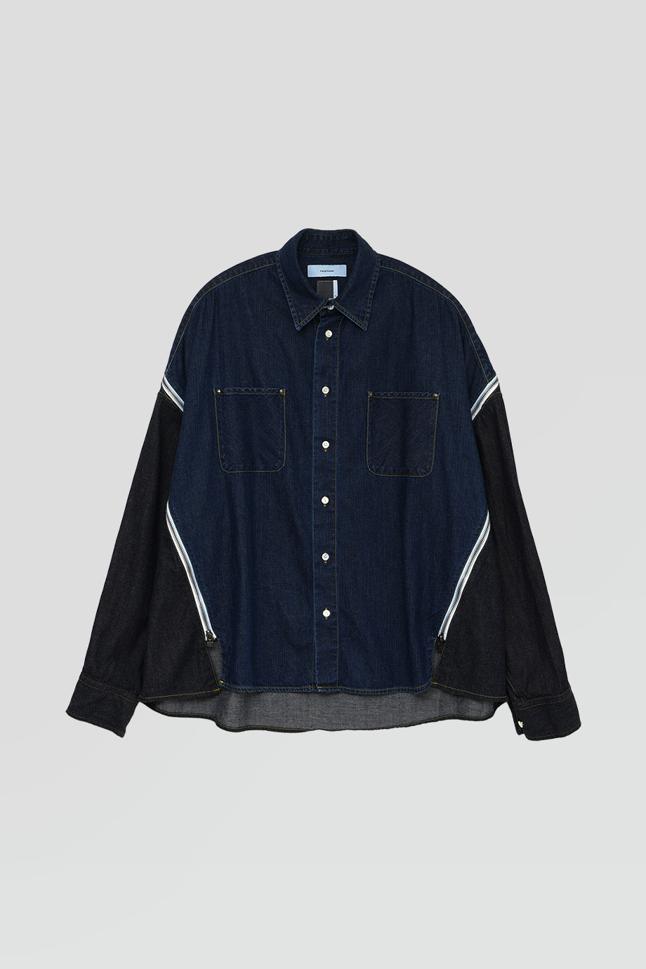 FACETASM｜DENIM 雙口袋拉鍊拼接牛仔襯衫