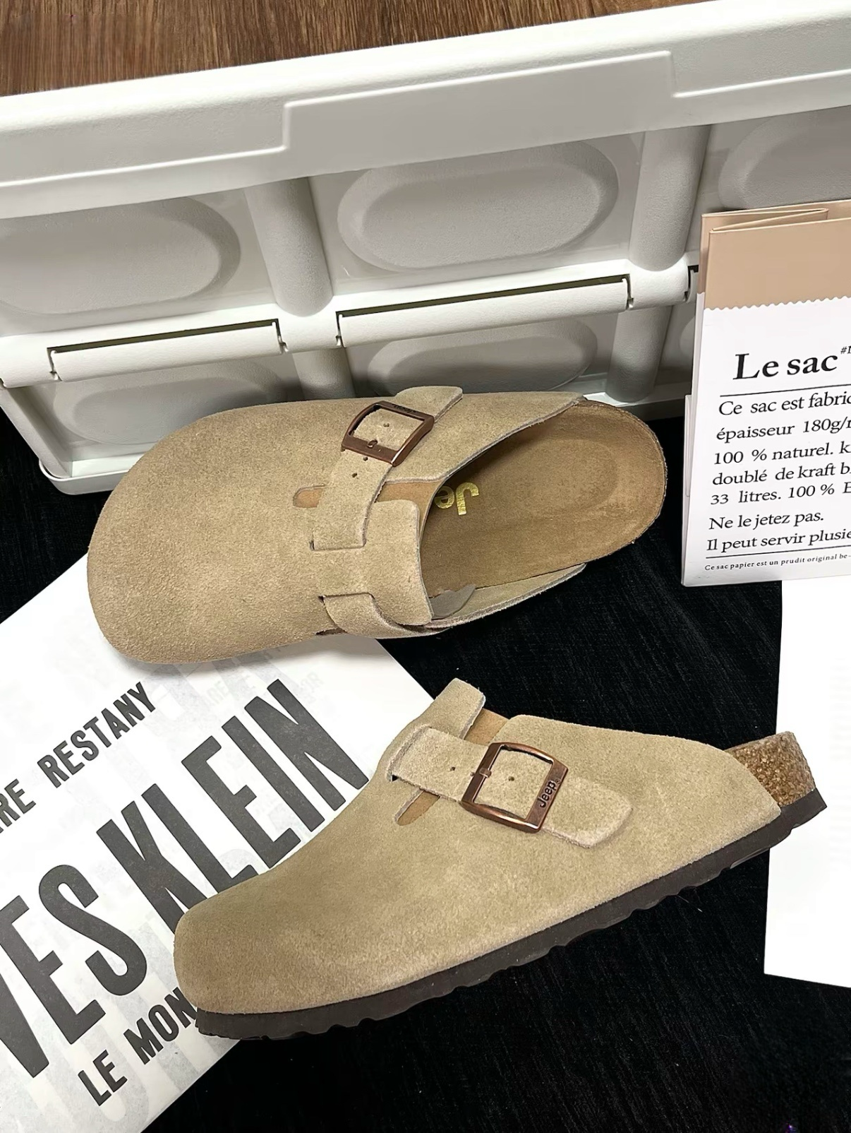 JEEP 吉普 勃肯鞋 拖鞋 涼鞋 麂皮 微厚底 軟木塞 男女款 卡其色 白灰色/預購