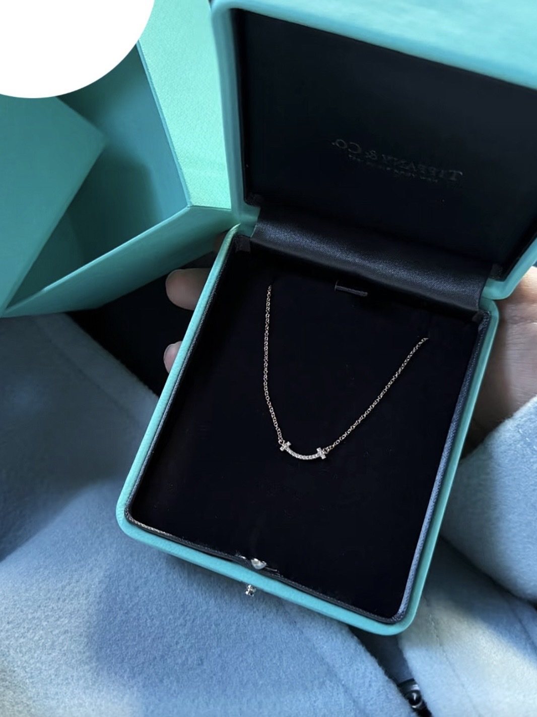 TIFFANY & CO. T 系列 笑臉鑲鑽 18K玫瑰金 項鍊