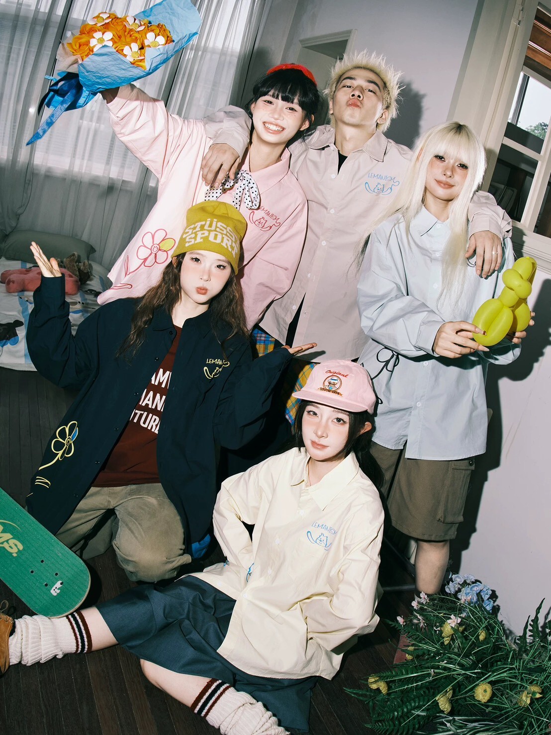 LEMANISM 塗鴉小花 寬鬆長袖襯衫