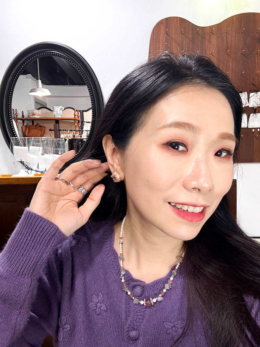 【SALE SALE SALE🔥】 韓國手工  貝母 古典紫色 耳環 "925純銀耳針" 【不設退換】