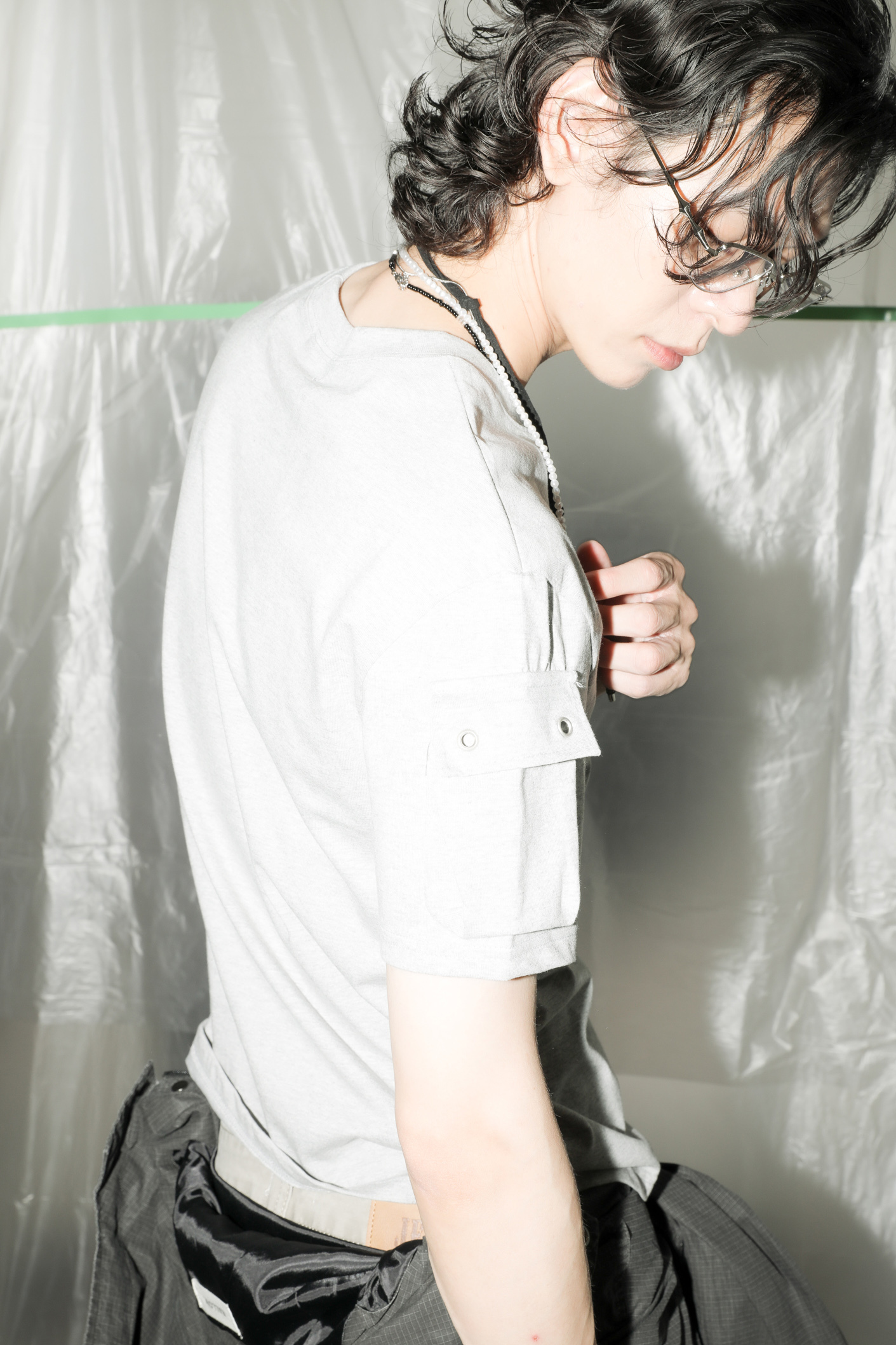 Pocket Cropped Round T-Shirt #上衣