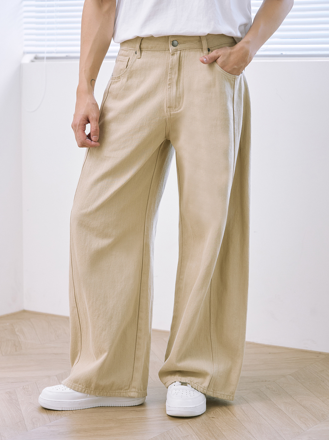 直向線條超寬直筒褲