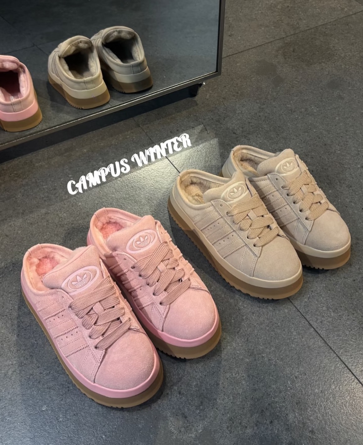 ADIDAS CAMPUS 00S 麵包 毛絨 厚底 穆勒鞋