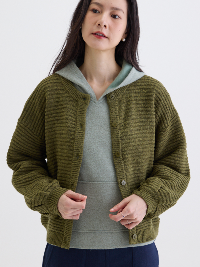 陪你散步泡芙袖針織外套-綠森