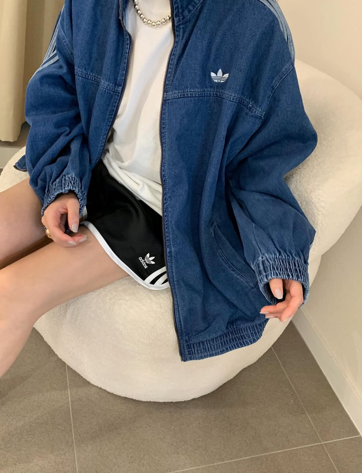 Adidas Originals Adicolor Denim Track Top 牛仔外套 單寧 深藍色 三葉草 刺繡 下擺縮口 男女款/預購