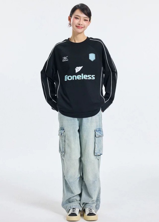BONELESS 拼接撞色 球衣 長袖