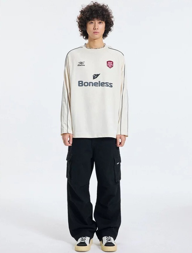 BONELESS 拼接撞色 球衣 長袖