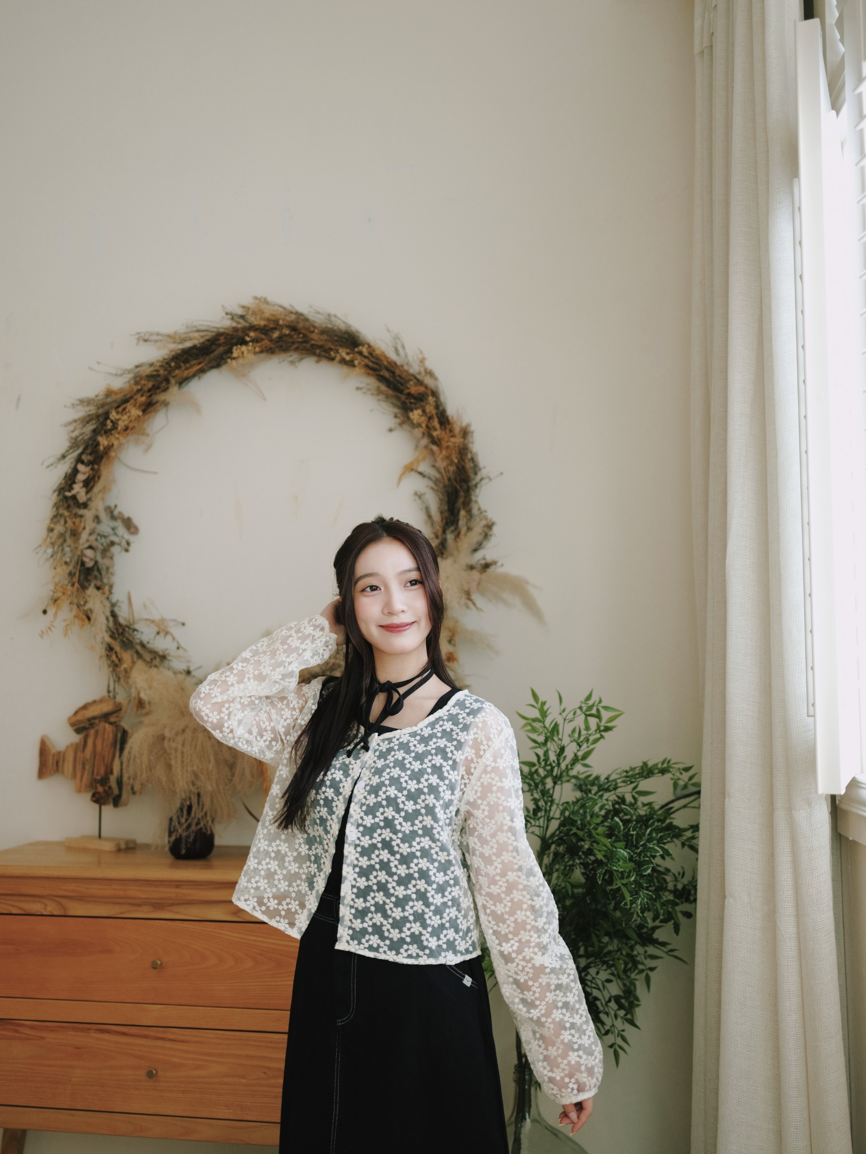 奶油色 / 滿天星透明泡泡袖外套 / Gypsophila Sheer Puff Sleeve Jacket